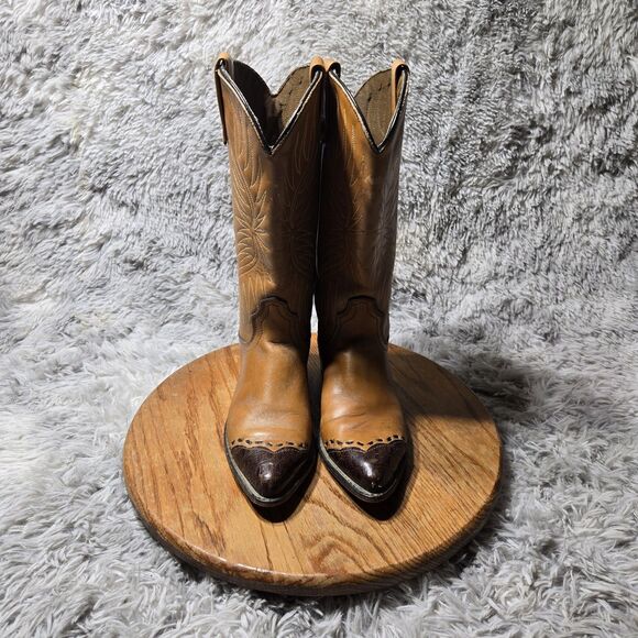 Vintage Acme Boot Women Size 6.5A Brown Western Cowgirl Stitched Tip Made in USA - Picture 3 of 10
